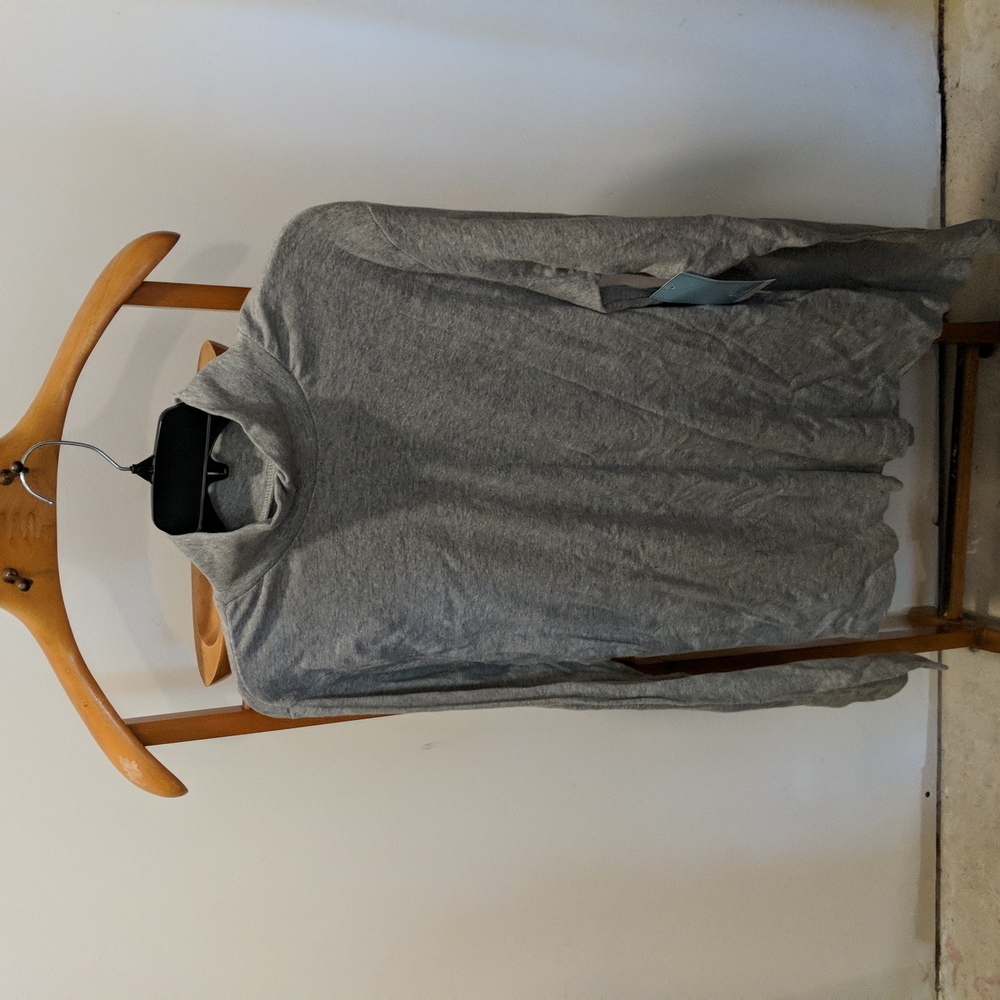 Hillard & Hanson Mock Neck Shirt GREY Shirt Plus Sizes 1X 2X 3X